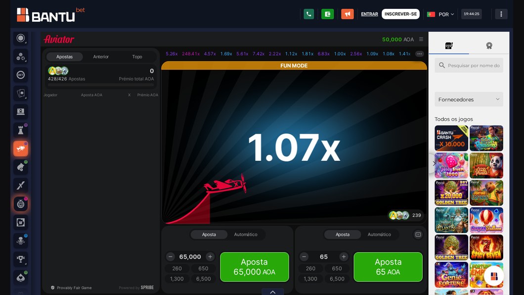 Aviator em modo de demonstração na Bantubet com apostas em kwanzas
