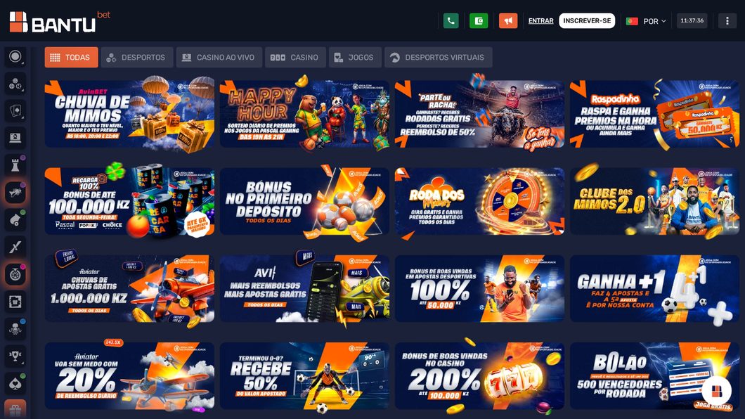 Página de promoções da Bantubet