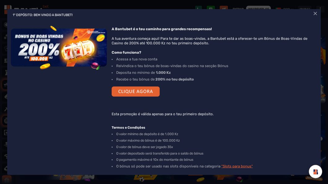 Bónus de boas-vindas de casino de 200% da Bantubet