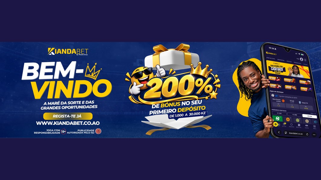 Banner da Kianda Bet com 200% de bónus no primeiro depósito