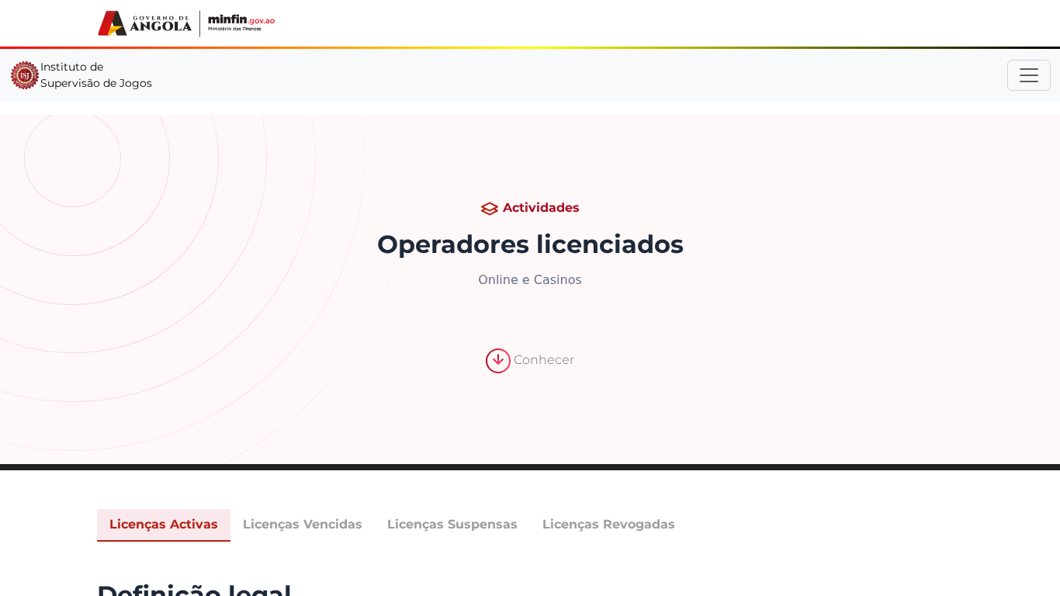 Portal do ISJ: operadores licenciados em Angola