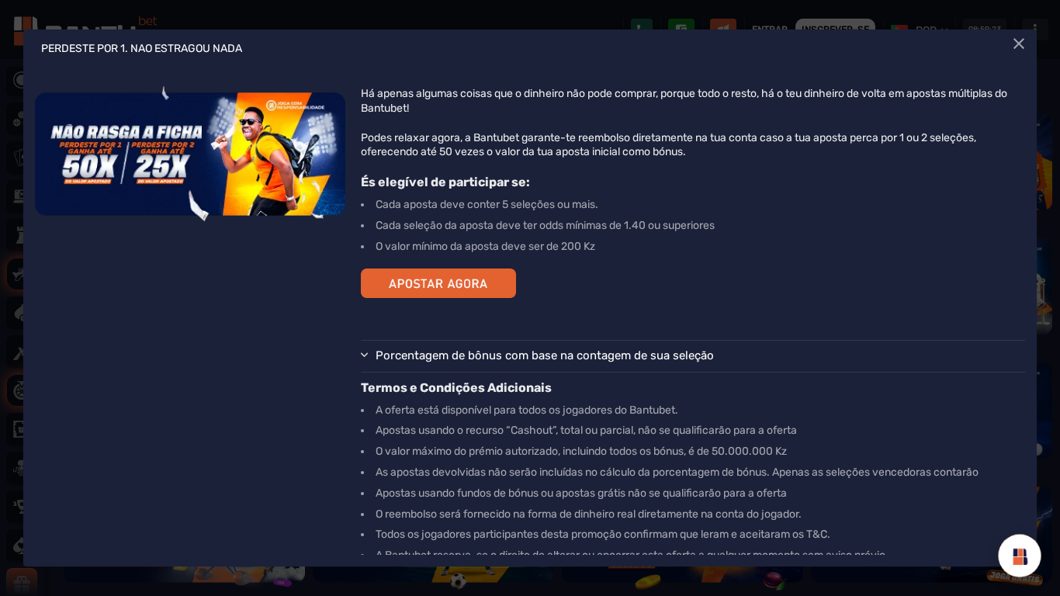 Promoção Perdeste por 1 da Bantubet para múltiplas