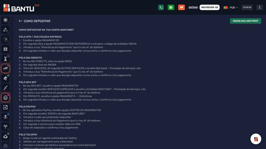 Como depositar na Bantubet: entidade 00243