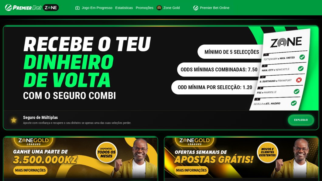 Promoções da Premier Bet Zone: seguro de múltiplas e Zone Gold