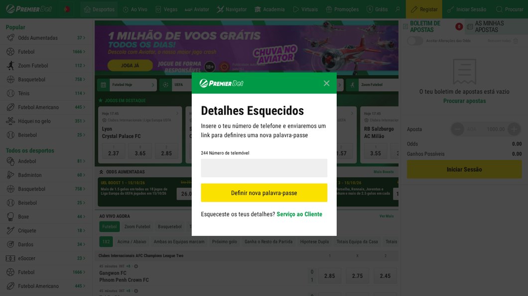 Recuperar a palavra-passe da Premier Bet em Detalhes Esquecidos