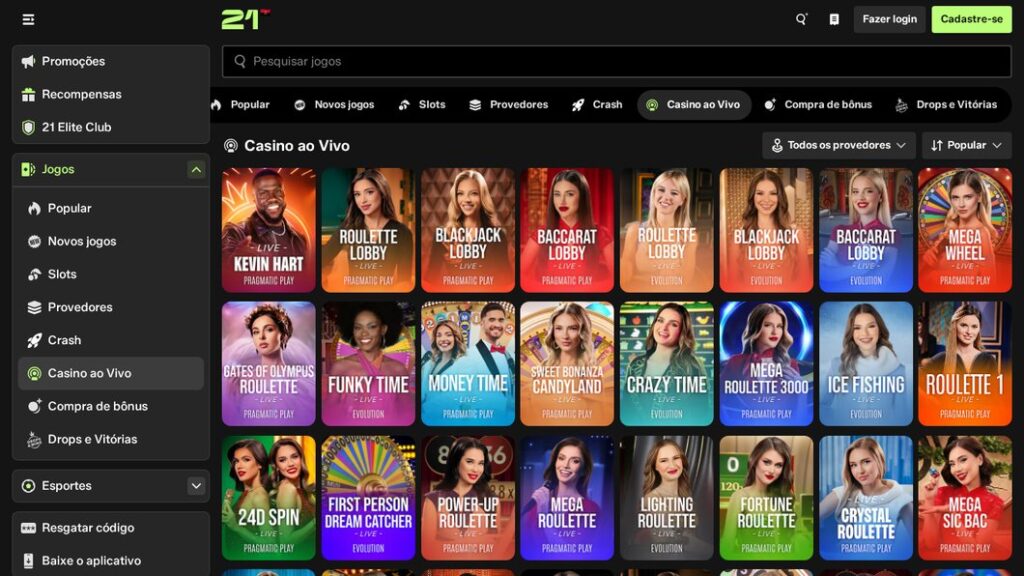 Casino ao vivo da 21 Bet