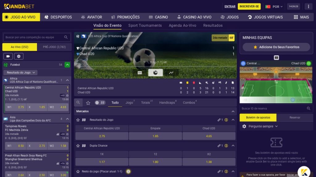 Apostas ao vivo na Kianda Bet