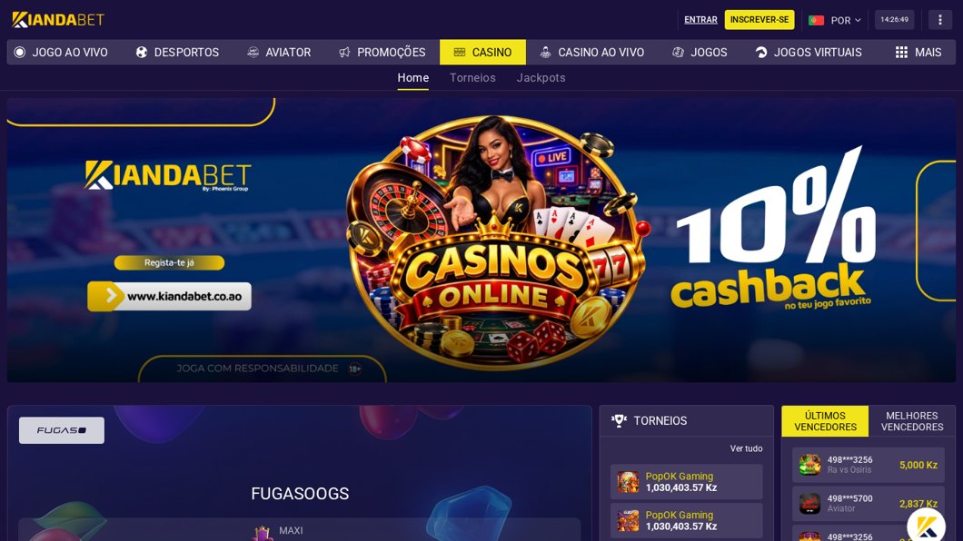 Casino da Kianda Bet com jackpots e torneios