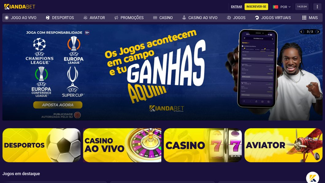 Página inicial da Kianda Bet