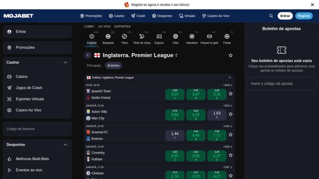 Odds aumentadas da Premier League na MojaBet