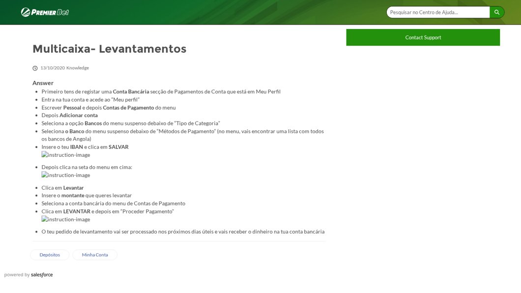 Como registar o IBAN e levantar por transferência na Premier Bet