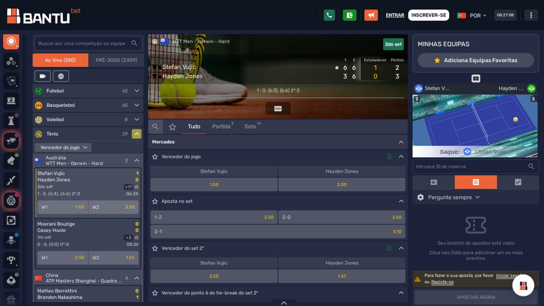 Ténis ao vivo na Bantubet